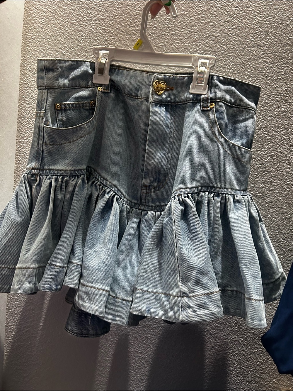 Zimmermann Light Blue Denim Ruffle Mini Skirt